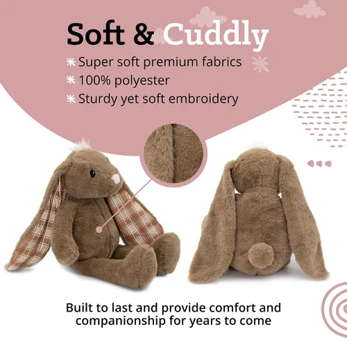 Miniatura 5 de Peluche de Animal de Conejo de Pascua Plushible, 18 pulgadas (Marrón) - Juguete de Peluche Suave Bordado para Niños, Recién Nacidos, Niños y Niñas