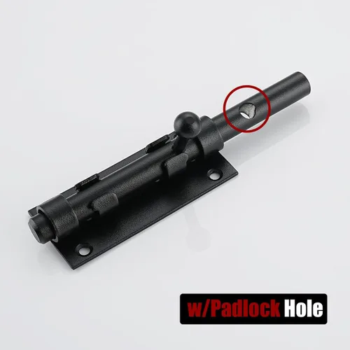 Miniatura 3 de JQK Pestillo de puerta de perno deslizante negro, 6.3 pulgadas (grosor 0.094 in) Perno de barril de acero inoxidable 304 resistente con orificio
