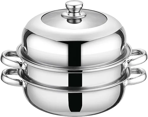 Miniatura 7 de Vaporizador para cocinar, olla de vapor con tapa, olla de vapor de 11 pulgadas con estante para cocinar verduras, pescado, mariscos, fideos, pasta