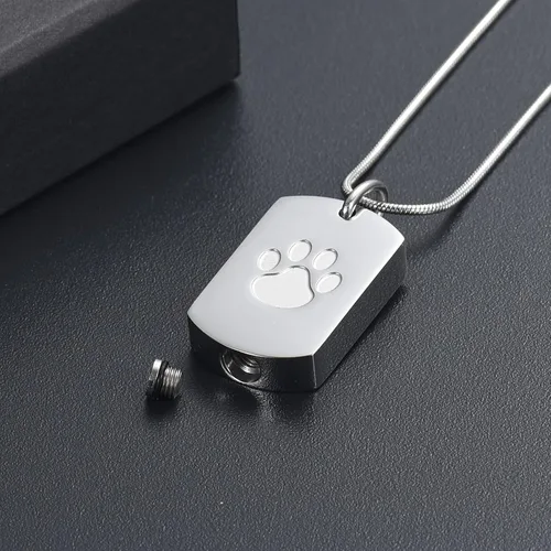 Miniatura 4 de Collar de urna de cremación para cenizas para mascotas, joyería conmemorativa de cenizas con estampado de patas, colgante de recuerdo, deja una foto