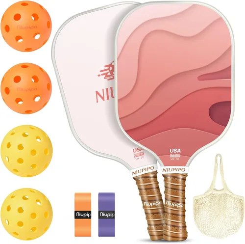 Miniatura 14 de niupipo Pickleball Paddles Set of 2 or 4, USAPA Approved Fiberglass Pickleball Paddle Set with Balls and Bag, Polypropylene Honeycomb Core