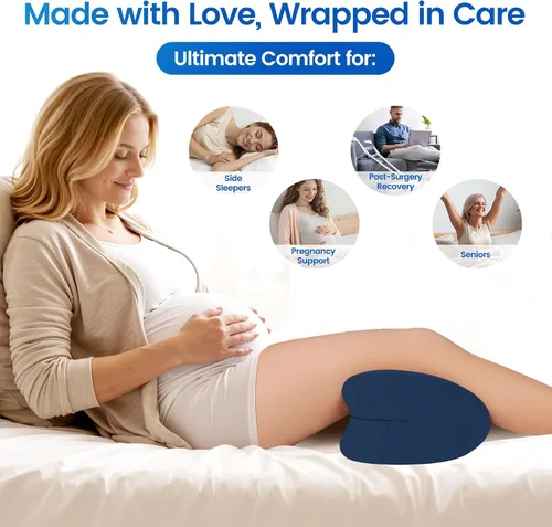 Miniatura 7 de Almohada de rodilla para dormir de lado, almohada de espuma viscoelástica de alta densidad para dormir de lado, diseño en forma de corazón para Azul