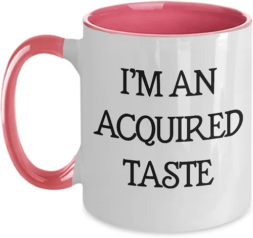 Miniatura 5 de Taza de café blanca de dos tonos con texto en inglés "I'm An Acquired Taste