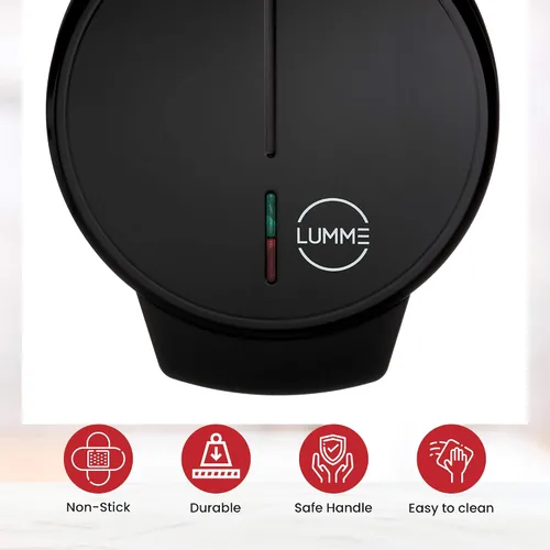Miniatura 4 de Lumme Máquina eléctrica para hacer gofres para gofres individuales, paninis, papas marrones, otros para llevar desayuno, almuerzo o merienda (negro)