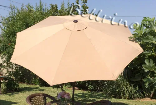 BELLRINO DECOR - Toldo de repuesto para sombrilla de café claro/arena fuerte y grueso para varillas de 9 pies y 8 varillas (solo toldo)