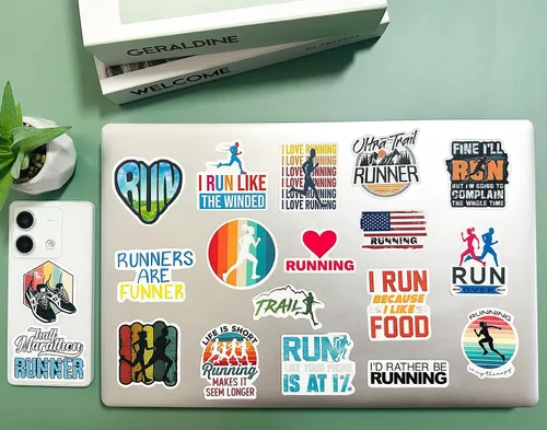 Miniatura 7 de 105 calcomanías para correr, vinilo impermeable para botella de agua, laptop, álbumes de recortes, patineta, automóvil, equipaje, casco, 105