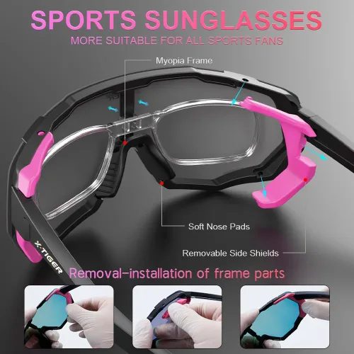 Miniatura 3 de X-TIGER Gafas de ciclismo polarizadas para hombres y mujeres, 5 lentes intercambiables UV400, gafas de sol deportivas, béisbol, correr, pescar Lente