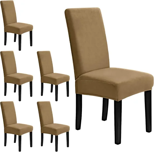 Miniatura 37 de MOSAYT Juego de 2 fundas elásticas de terciopelo para sillas de comedor, fundas suaves con tela extraíble gruesa para sillas Parsons, protectores