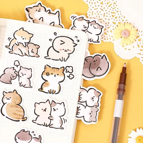 Miniatura 2 de 45 piezas de lindas calcomanías de gato para álbumes de recortes, diario de viñetas, decoración DIY, planificadores, maletas, diario, cuadernos