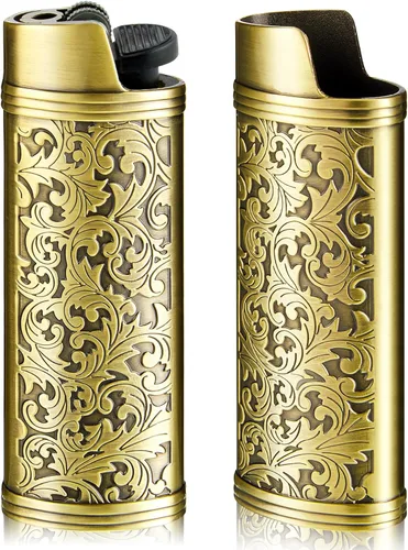 Miniatura 11 de Threlaco Paquete de 2 fundas de metal vintage para encendedor, con grabado arábigo vintage, funda protectora reutilizable, regalo ideal para padre