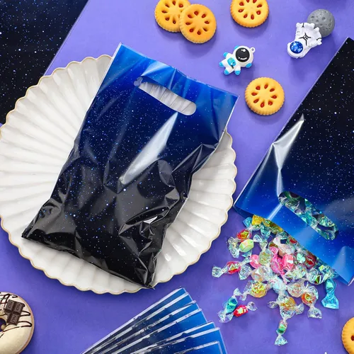 Miniatura 4 de Zonon Paquete de 50 bolsas para recuerdos de fiesta de galaxia, suministros de galaxia, suministros para el espacio exterior, bolsas de regalo