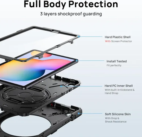 Miniatura 3 de Gerutek Funda para Samsung Galaxy Tab S6 Lite de 10.4 pulgadas 2024/2022/2020, funda protectora de cuerpo completo con protector de pantalla