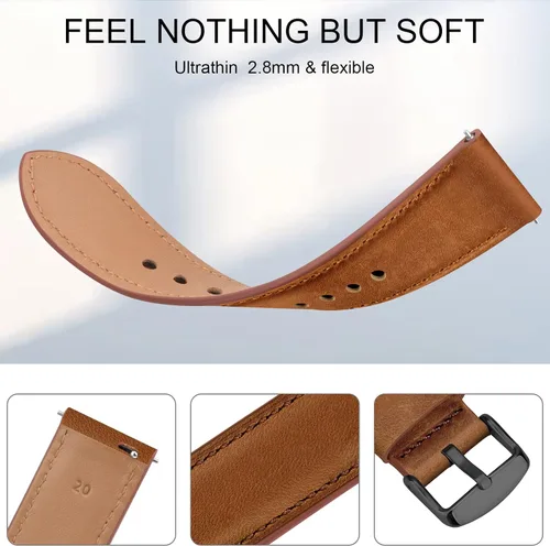 Miniatura 3 de Correa de cuero para Fossil Gen 6/5E 1.732 in/Gen 5 Carlyle/Garrett/reloj inteligente Julianna para mujer, correa de repuesto ajustable de cuero
