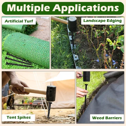 Miniatura 6 de Gardzen 100 piezas de picos de anclaje para bordes de paisaje, estacas de 6 pulgadas para bordes de césped, pavimento y patio para barrera