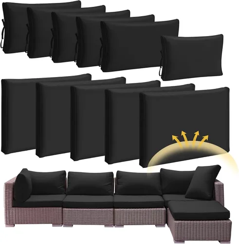 Patelai 11 piezas de fundas impermeables para cojines de patio para muebles seccional de exterior de mimbre de ratán, sofá de patio, silla, fundas