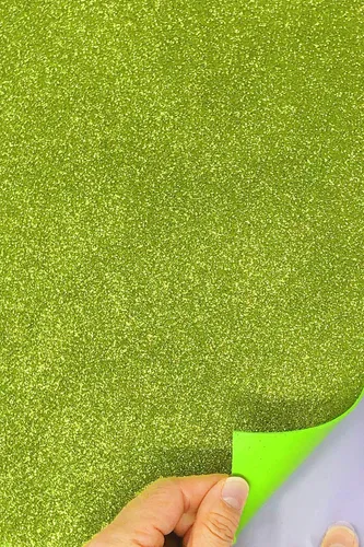 Allgala Paquete de 12 hojas de papel de espuma EVA con purpurina de 8 x 12 pulgadas, autoadhesivas, color lima, perfecto para proyectos de arte y