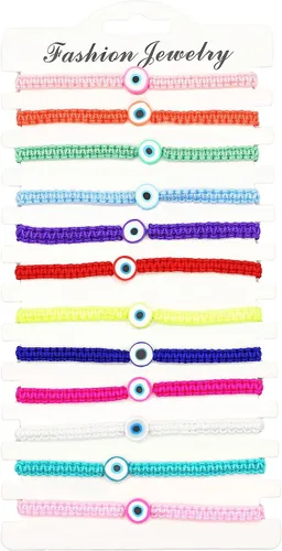 Miniatura 2 de Jasimkiss Juego de 12 pulseras contra el mal de ojo para mujeres, hombres, adolescentes, niñas, niños, hechas a mano, trenzadas, coloridas pulseras