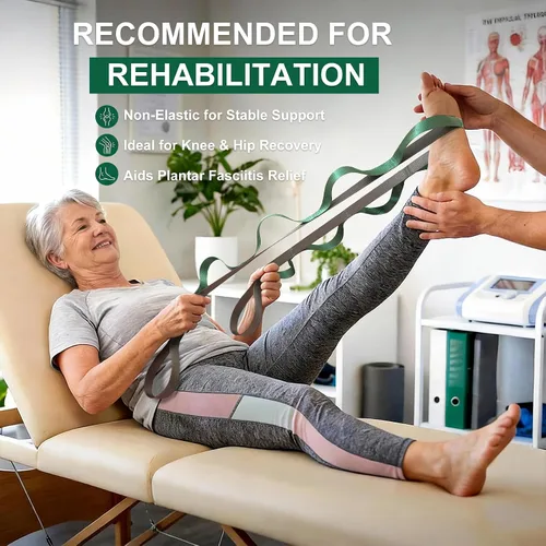 Miniatura 3 de Acozycoo Correa de estiramiento con 10 bucles, correa de yoga para terapia física, entrenamiento en casa, entrenamiento de pilates y flexibilidad