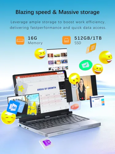 Miniatura 4 de Mini portátil de 10.5 pulgadas con pantalla táctil 2 en 1 convertible, Win 11 Pro Tablet PC, CPU N95 16GB DDR4 1TB SSD, 1920 * 1280 IPS, desbloqueo