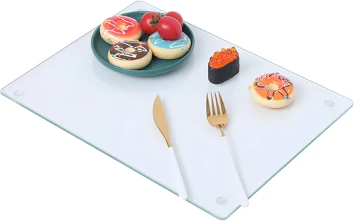 Miniatura 10 de Tabla de cortar de vidrio Murrey Home para encimera de cocina, tablas de cortar de vidrio templado aptas para lavavajillas, bandeja pequeña Suave