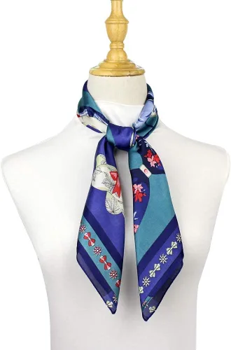 Miniatura 72 de Conjunto de bufanda de poliéster de gasa cuadrada de satén suave y grande para mujer, cuello de cabeza, multiuso, colores sólidos disponibles