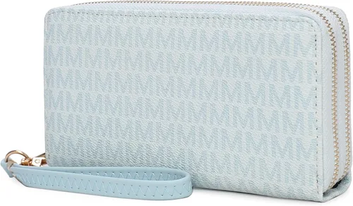 Miniatura 45 de MKF Collection Mia K - Cartera de pulsera para mujer, pequeña cartera de cuero vegano para tarjetas de crédito con cremallera y bolsillo