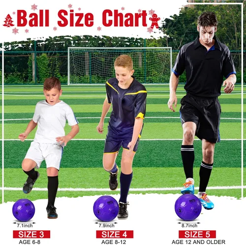 Miniatura 2 de Shappy 4 pelotas de fútbol a granel con bolsa de malla de inflador, tamaño oficial 3, 4, 5, para interiores y exteriores, colorido, juego de fútbol