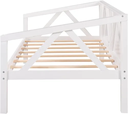 Miniatura 7 de Harper & Bright Designs Sofá cama de madera maciza tamaño individual, sofá cama multifuncional con soporte de listones de madera, marco de cama