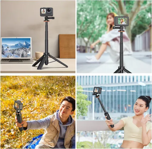 Miniatura 6 de VRIG TP-08 Mini trípode extensible para GoPro Mission 1 Pro, 20.1 pulgadas portátil selfie stick trípode para GoPro Hero 13 12 11 10 9 8 7 6 5 4 3