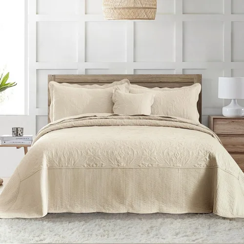 Miniatura 221 de HoneiLife - Juego de colcha de tamaño Queen, juego de ropa de cama de pana bordada de 3 piezas, colcha de lujo, ligera, cálida, para todas las Pana