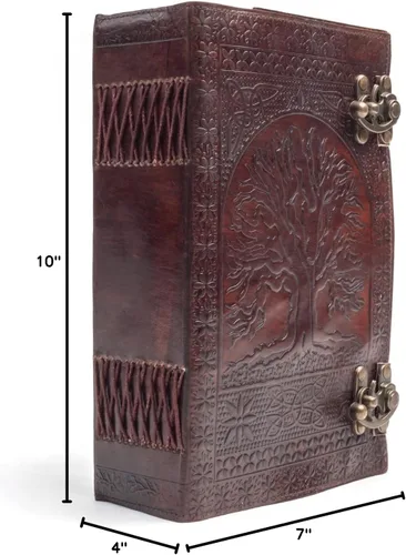 Miniatura 8 de TUZECH 600 Páginas Diario de Cuero Grande Hecho a Mano Diario de Cuero Grabado Árbol de la Vida Libro de Sombras Cuaderno de Escritura Siete Chakras