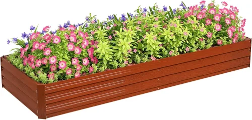 Miniatura 35 de Outsunny Cama de Jardín Elevada con 3 Jardineras, Soporte de Plantas de Madera con Orificios de Drenaje, para Verduras, Hierbas y Flores, Gris