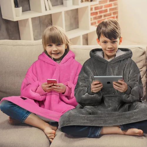 Miniatura 8 de Catalonia Sudadera tipo manta con capucha para niños, sudadera de sherpa extragrande para adolescentes jóvenes, idea de regalo rosado- infantil
