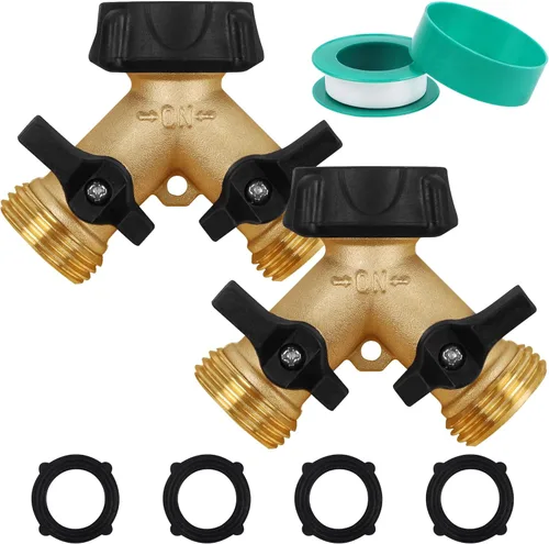 Miniatura 8 de Biswing Divisor de Manguera de Jardín de 2 Vías, Conector de Grifo de Latón Resistente Divisor, Divisor en Y 2 Válvulas con 2 Arandelas de Goma