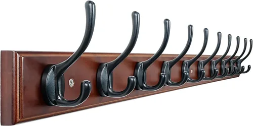 Miniatura 19 de Dseap Perchero de abrigos montado en la pared: 16" de agujero a agujero, colgador de abrigos con 5 ganchos de metal para colgar abrigos, toallas