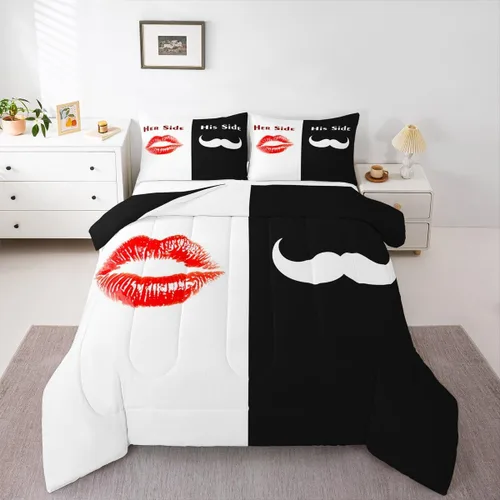 Miniatura 22 de Erosebridal Juego de edredón para parejas, juego de ropa de cama tamaño individual con lentejuelas doradas con purpurina dorada, edredón acolchado