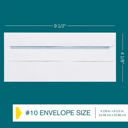 Miniatura 3 de Sobres autosellantes #10 – 100 por paquete – 4 1/8 x 9 1/2 pulgadas tamaño carta – Sobres comerciales #10 cierre abatible y pegar, seguridad tintada
