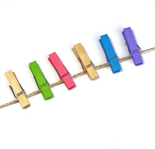 Miniatura 6 de Mini pinzas de madera natural con cordel de yute, 100 unidades, 1.4 pulgadas, clips para manualidades con cordel natural de 320 pies para álbumes