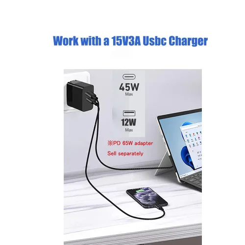 Miniatura 5 de Cable de carga Surface Connect a USB-C de 15 V/3 A compatible con Microsoft Surface Pro 3/4/5/6/7, Surface Laptop 3/2/1, Surface Go, Surface