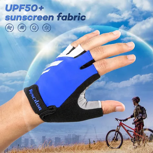 Miniatura 4 de KynciLOR Guantes de ciclismo acolchados sin dedos con protección UV, guantes de MTB y bicicleta de carretera para hombres y mujeres para correr