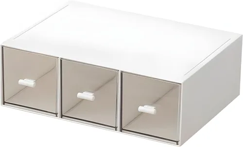 Organizador de cajones de escritorio, cajones de almacenamiento apilables, caja de almacenamiento de escritorio compacta de plástico, ideal para