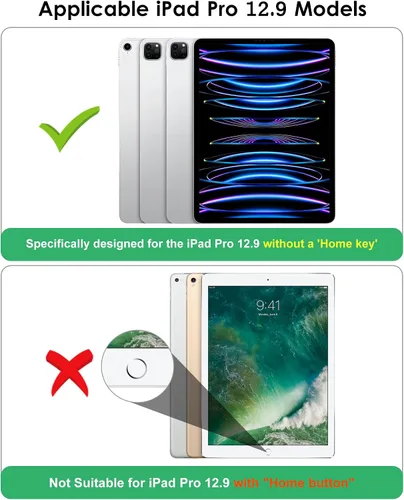 Miniatura 2 de DTTO para iPad Pro 12.9 6ª / 5ª / 4ª / 3ª generación Funda 2022/2021/2020/2018, Funda de cuero tipo folio con soporte integrado para lápiz Apple