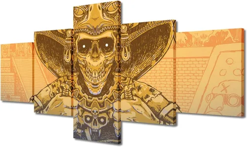 Miniatura 78 de Arte de pared con varios paneles, calendario maya, imágenes de piedra del sol, pinturas de civilización azteca sobre lienzo, sala de estar