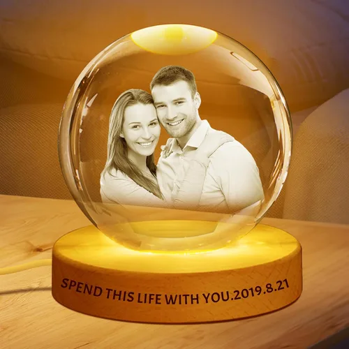 Miniatura 7 de Regalo de foto de cristal 3D personalizada – Imagen personalizada para día del padre, cumpleaños, aniversario – Recuerdo para papá, parejas