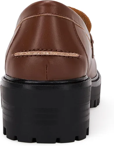 Miniatura 5 de VETASTE Mocasines clásicos de tacón grueso con plataforma y suela de lengüeta para mujer, con puntera redonda, zapatos Oxford con cadena de metal