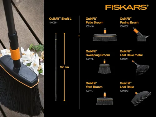 Miniatura 3 de Fiskars Escoba multiusos, cabeza de escoba, ancho: 10.2 in, cerdas de plástico, negro/naranja, QuikFit, 1001417