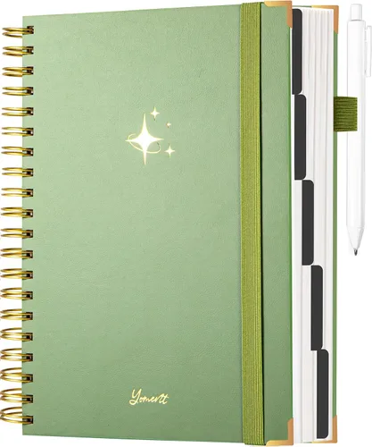 Miniatura 12 de Cuaderno de espiral de tapa dura con pestañas de 8 x 10 pulgadas, diarios grandes con líneas en espiral para mujeres con divisores, 240 páginas, D