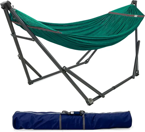 Miniatura 21 de Tranquillo Unity - Soporte de hamaca ajustable, plegable, para camping, con soporte, capacidad de 800 lbs, soporte de hamaca doble de acero para 2