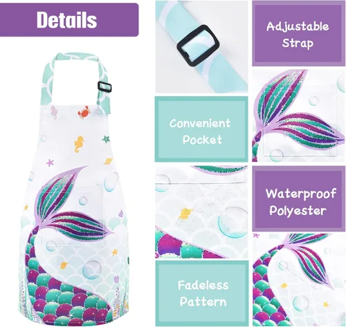 Miniatura 2 de Kids Apron Set with Pocket Adjustable Strap Baby Toddler Bib Apron
