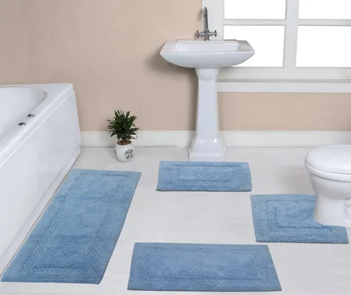 Miniatura 71 de Home Weavers Classy - Juego de alfombras de baño 100 % algodón, decoración de baño, lavable, extrasuave y absorbente, tapete de cocina, juego de Aqua